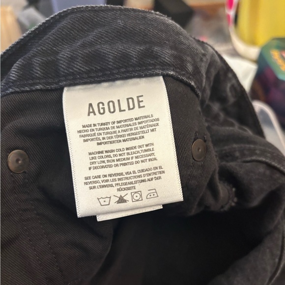 AGOLDE Riley Shorts High Rise Denim Distressed Black Washed Retro Y2K size 30 - Picture 11 of 14